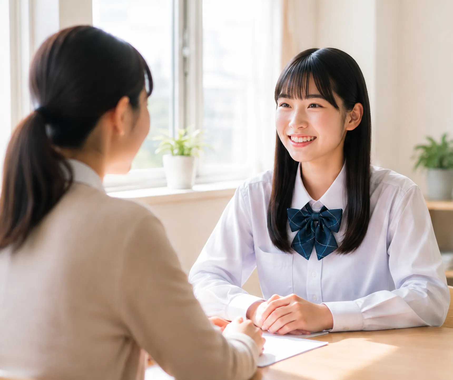 生徒と教職員が相談している様子